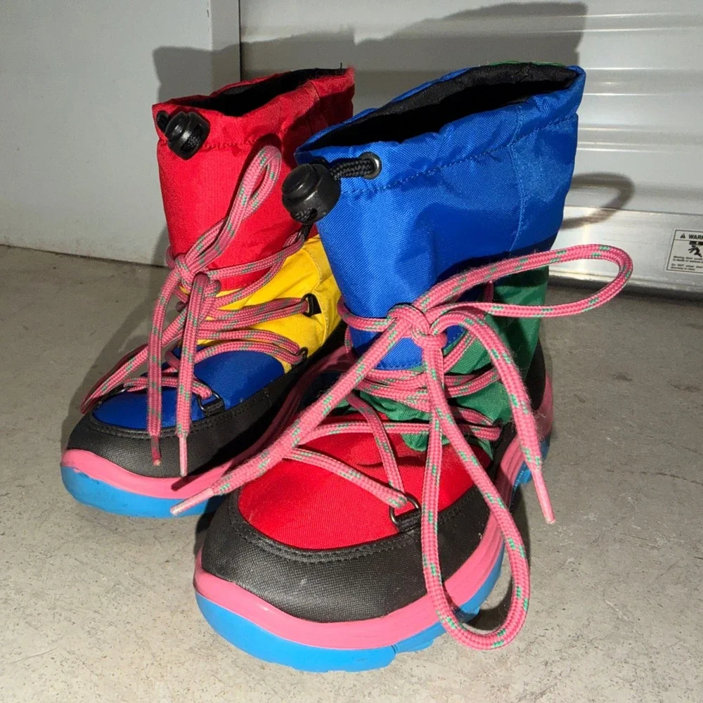 Stella McCartney Kids SnowBoots‎ Girls 5 Multi Color Block Vibram Sole Nylon